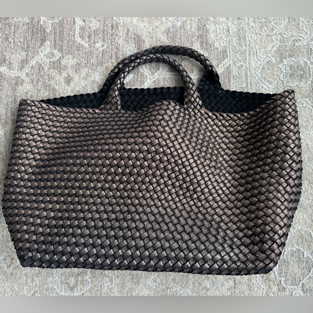 Naghedi Braided Tote in Bronze and Black